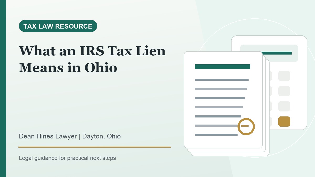 What an IRS Tax Lien Means in Ohio - Dean Hines Lawyer featured image